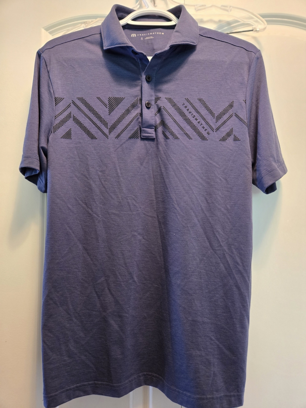 Travis Mathew Men's Purple Blue Geo-Print Polo Shirt